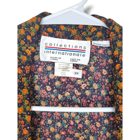 Vintage Collections Internationale Floral Print Open Front Layer Blouse Sz 2X - Picture 5 of 14